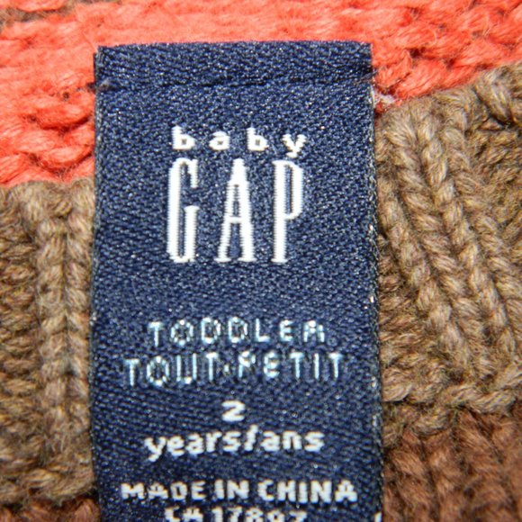 GAP Boys 2T Striped Sweater Orange Brown Blue - Picture 2 of 7